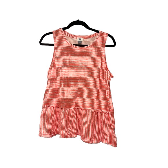 Old Navy coral striped tank - size L - Picture 1 of 3